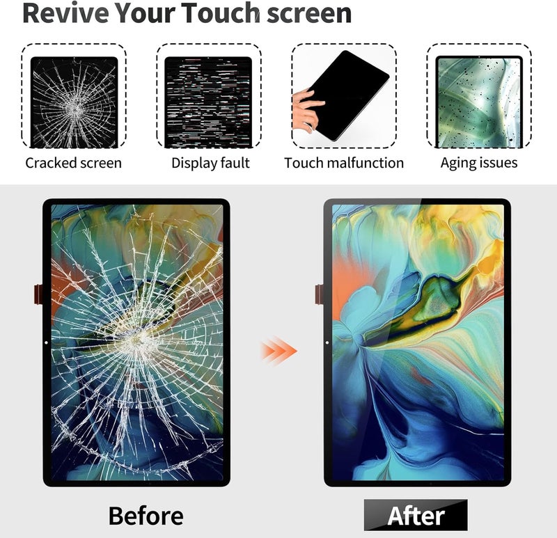 BEXUPULL استبدال شاشة لجهاز Samsung Tab S7 FE لاستبدال شاشة LCD لجهاز Samsung Galaxy Tab S7 Fe لإصلاح شاشة Samsung SM-T733 مجموعة تجميع اللمس باللون الأسود SM-T730 12.4" - Image 4